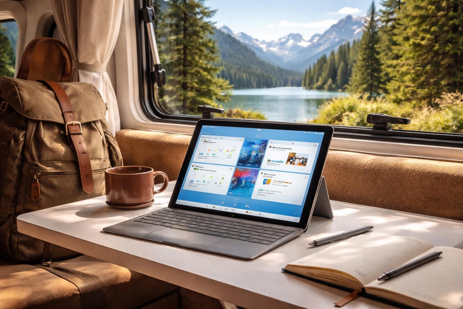 découvrez la surface go, la tablette tactile microsoft idéale pour le camping-car : compacte, légère et performante, elle vous accompagne partout lors de vos voyages.